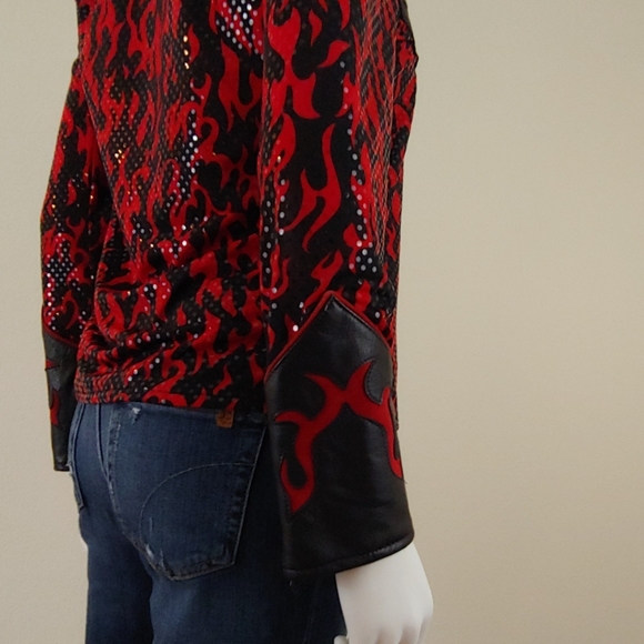 Chrome by Carrie Basham Flame Zip Blouse Sz S - Picture 6 of 8